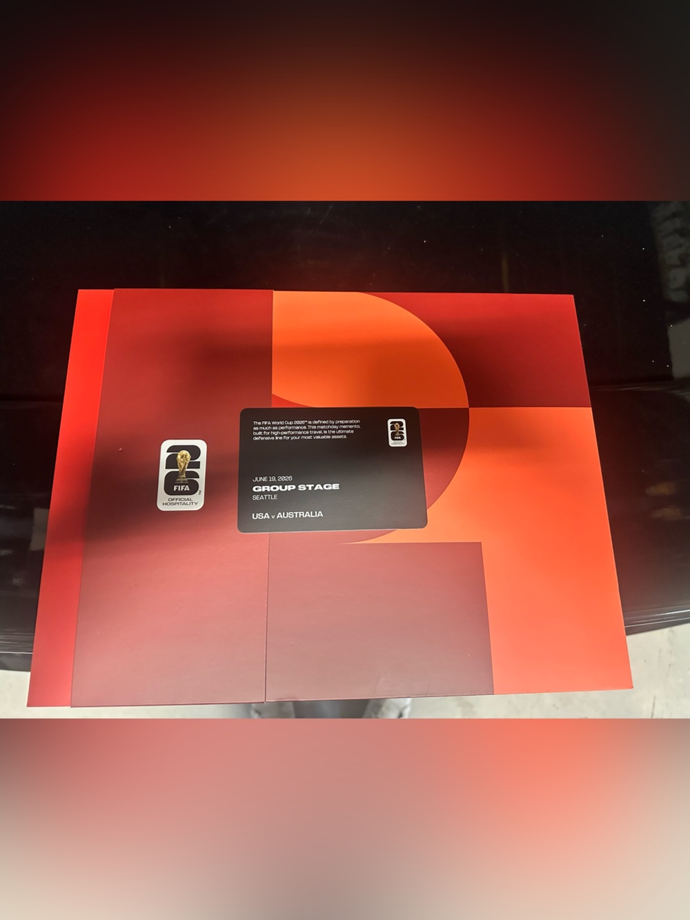 FIFA World Cup Group Stage Invitation - Red/Orange Graphic and Notebook